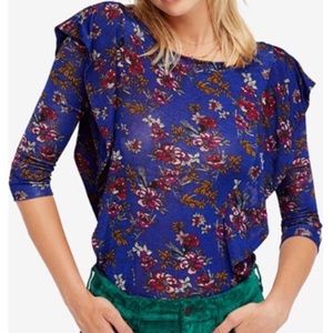 FREE PEOPLE Dock Street Ruffle 3/4 Sleeve Top